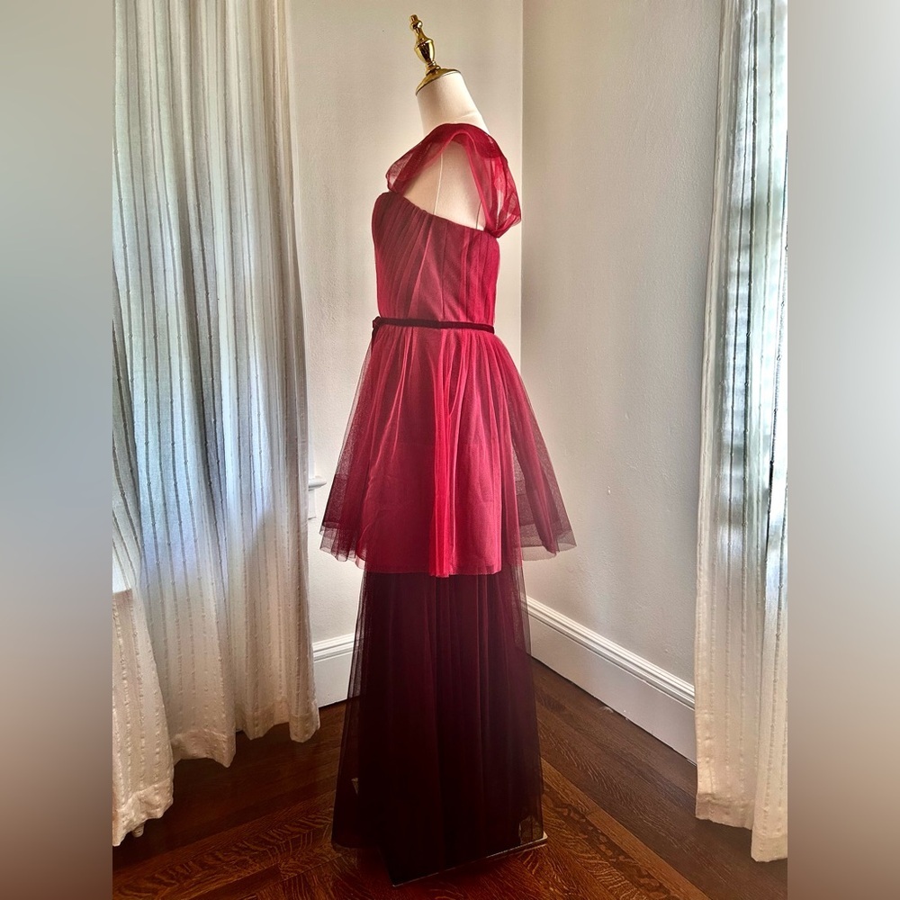 Marchesa Notte Red Mesh Gown - Picture 3 of 8